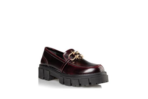 ENVIE SHOES-RIDGED SOLE LOAFERS (E02-14038-39)-BORDO