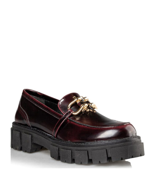 ENVIE SHOES-RIDGED SOLE LOAFERS (E02-14038-39)-BORDO