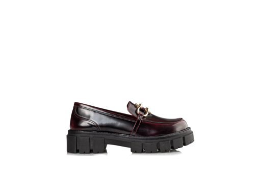 ENVIE SHOES-RIDGED SOLE LOAFERS (E02-14038-39)-BORDO - Image 2