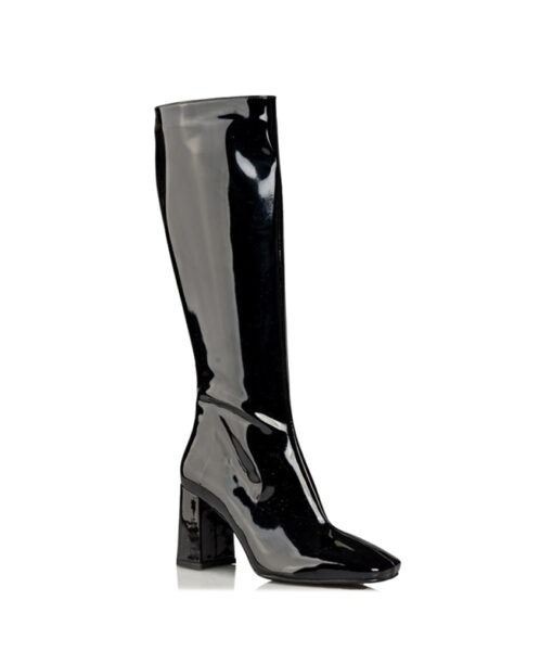 ENVIE SHOES-SQUARE TOE SHINY BOOTS (E02-14141-34)-BLACK