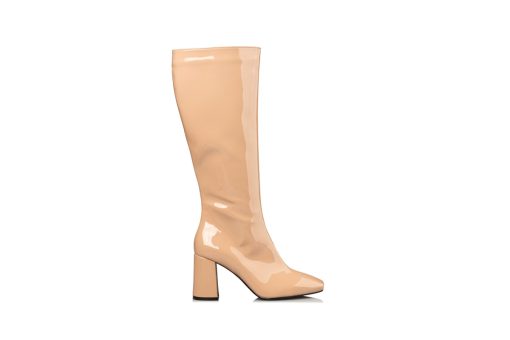 ENVIE SHOES-SQUARE TOE SHINY BOOTS (E02-14141-36)-BEIGE - Image 4
