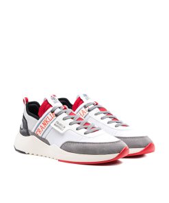 FRANKLIN MARSHALL-ALPHA PARADE (FFIE0038T-3198)-WHITE GREY-BRIGHT RED