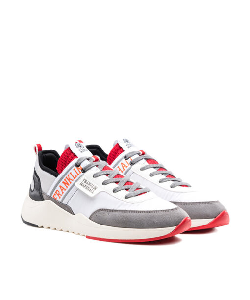 FRANKLIN MARSHALL-ALPHA PARADE (FFIE0038T-3198)-WHITE GREY-BRIGHT RED