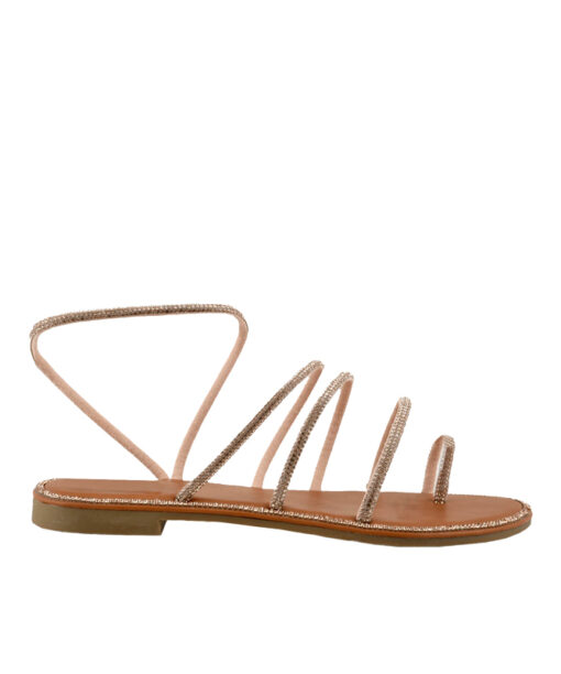 Alternative view of EXE-434 (Q468D434143B)-TAN-ROSE GOLD STRASS