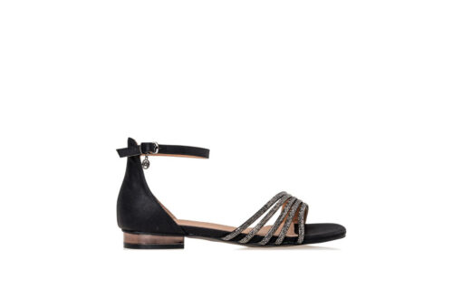 ENVIE SHOES-CRYSTAL EMBELLISHED FLAT SANDALS (E37-17075-34)-BLACK - Image 2