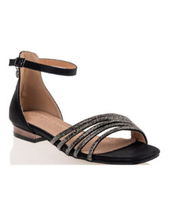 ENVIE SHOES-CRYSTAL EMBELLISHED FLAT SANDALS (E37-17075-34)-BLACK