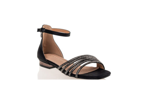ENVIE SHOES-CRYSTAL EMBELLISHED FLAT SANDALS (E37-17075-34)-BLACK