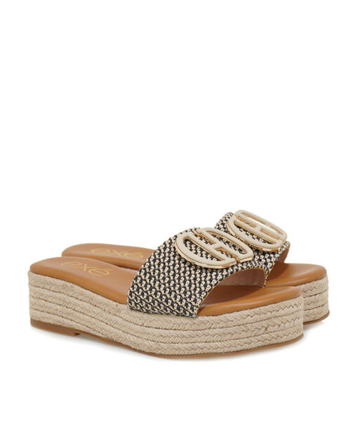 EXE (S439W829216M)-BLACK-BEIGE RAFFIA