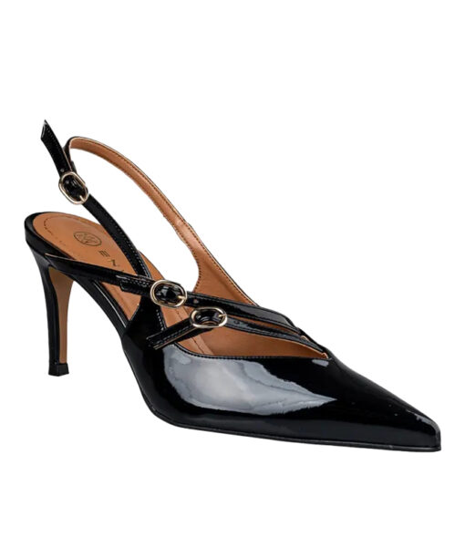 ENVIE SHOES-SHINY SLINGBACK PUMPS (E02-19060-34)-BLACK