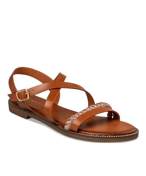 EVNIE SHOESFLAT SANDALS (E96-19001-26)-CAMEL