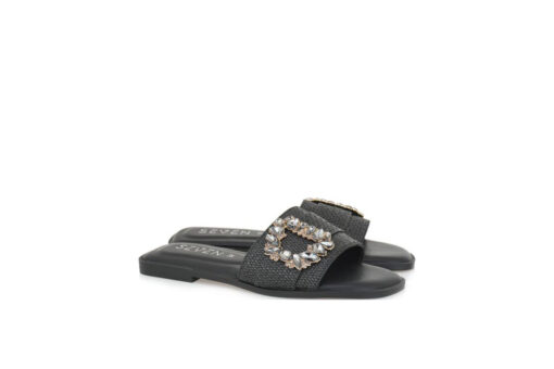 SEVEN (S421A27713D4)-BLACK RAFFIA-BLACK ST