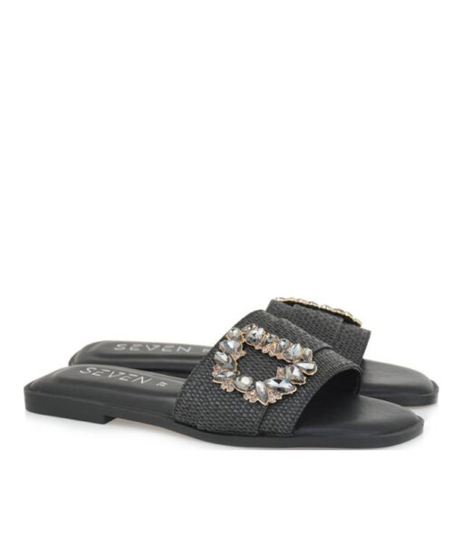 SEVEN (S421A27713D4)-BLACK RAFFIA-BLACK ST
