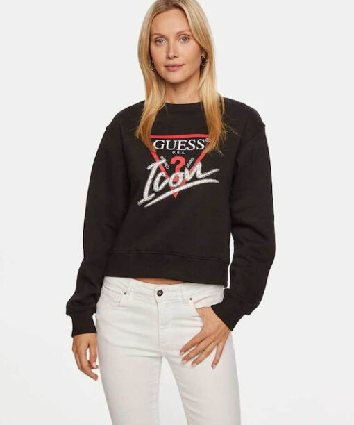 GUESS-CN ICON SWEATSHIRT (W4YQ25KB681-JBLK)-JET-BLACK