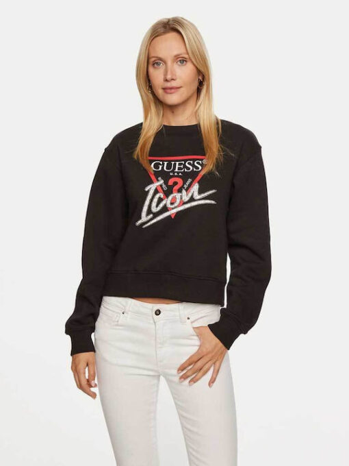 GUESS-CN ICON SWEATSHIRT (W4YQ25KB681-JBLK)-JET-BLACK
