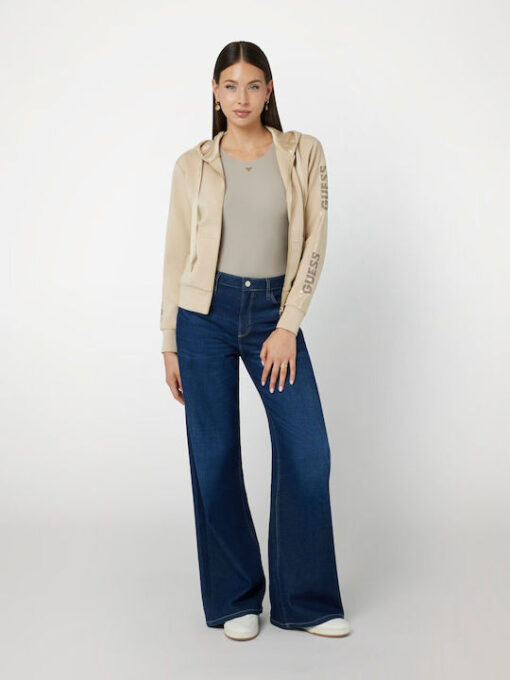 GUESS-HOOD STUDS LOGO SWEATSHIRT (W4YQ22KBYE2-G1L7)-FOAMY-TAUPE - Image 2