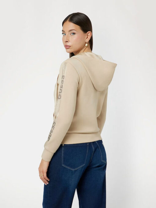 GUESS-HOOD STUDS LOGO SWEATSHIRT (W4YQ22KBYE2-G1L7)-FOAMY-TAUPE - Image 3