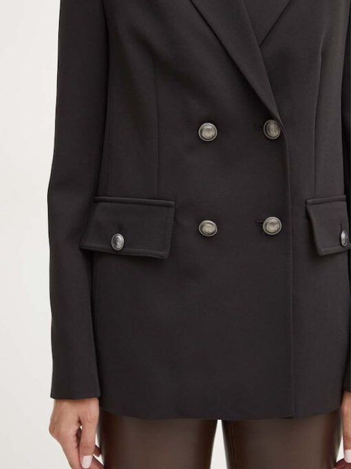 GUESS-LS FIONA DOUBLE BREAST BLAZER (W4YN54WFWX2-JBLK)-JET-BLACK - Image 4