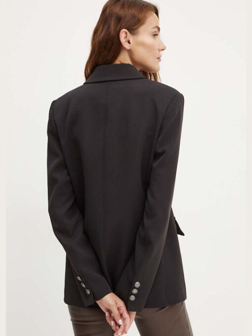 GUESS-LS FIONA DOUBLE BREAST BLAZER (W4YN54WFWX2-JBLK)-JET-BLACK - Image 2