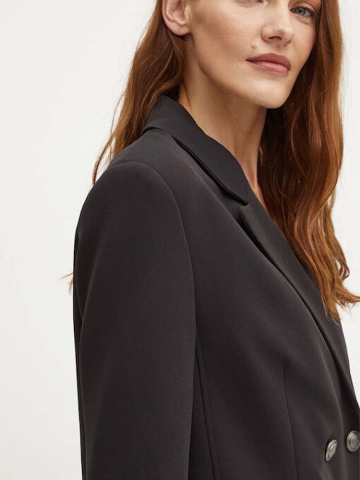 GUESS-LS FIONA DOUBLE BREAST BLAZER (W4YN54WFWX2-JBLK)-JET-BLACK - Image 3