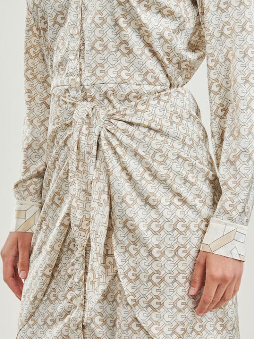 GUESS-NEW LS ALYA PRINTED DRESS (W4YK35WF1T2-P1HV)-SAND - Image 4