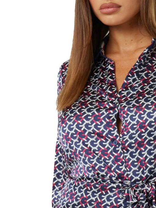 GUESS-NEW LS ALYA PRINTED DRESS (W4YK35WF1T2-P7RT)-DARK-BLACK - Image 4