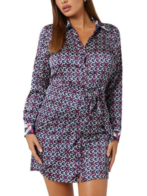 GUESS-NEW LS ALYA PRINTED DRESS (W4YK35WF1T2-P7RT)-DARK-BLACK