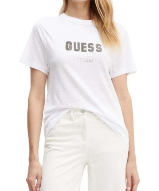 GUESS-SS CN PYRAMIDE STUDS TEE (W4YI35KC8T0-G011)-PURE-WHITE
