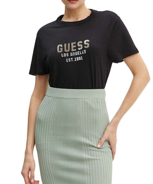 GUESS-SS CN PYRAMIDE STUDS TEE (W4YI35KC8T0-JBLK)-JET-BLACK