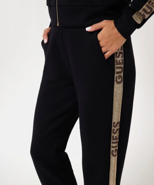 GUESS-STUDS LOGO SWEATPANTS (W4YB40KBYE2-JBLK)-JET-BLACK