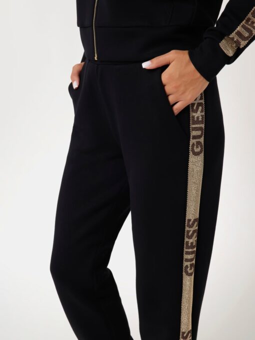 GUESS-STUDS LOGO SWEATPANTS (W4YB40KBYE2-JBLK)-JET-BLACK