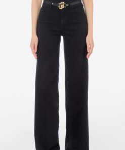 LIU JO-DENIM FLARE BELT (UF4201DS018-88000)-DEN-NERO-NORMAL-WASH