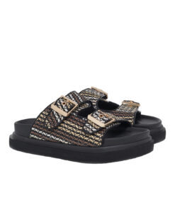 EXE (U403R232298S)-BLACK-BEIGE-RAFFIA