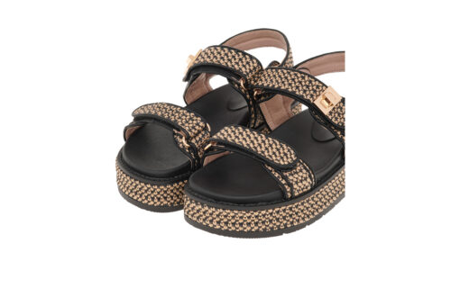 EXE (U420A252316M)-BLACK-BEIGE RAFFIA - Image 3