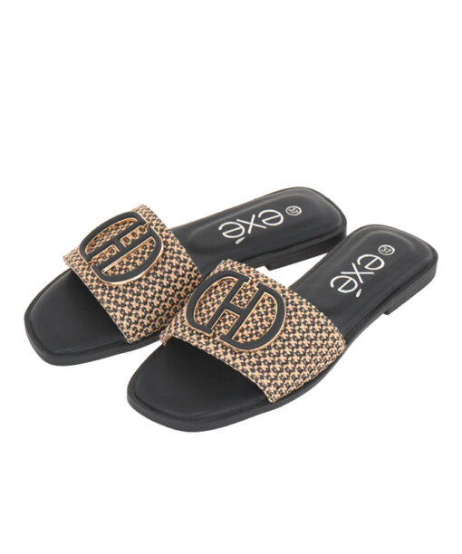 Alternative view of EXE (U421A739198S)-BLACK-BEIGE-RAFFIA