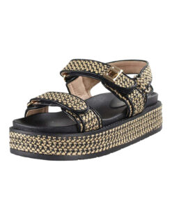 SEVEN (U420A701316M)-BLACK-BEIGE-RAFFIA