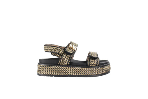 SEVEN (U420A701316M)-BLACK-BEIGE-RAFFIA - Image 2