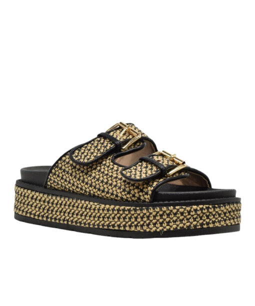SEVEN (U420A822316M)-BLACK-BEIGE RAFFIA