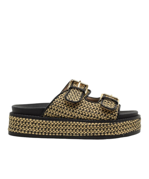 Alternative view of SEVEN (U420A822316M)-BLACK-BEIGE RAFFIA