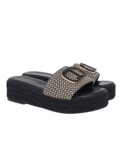 SEVEN (U439W832398S)-BLACK-BEIGE RAFFIA