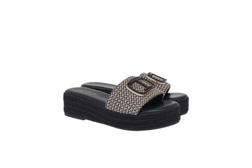 SEVEN (U439W832398S)-BLACK-BEIGE RAFFIA