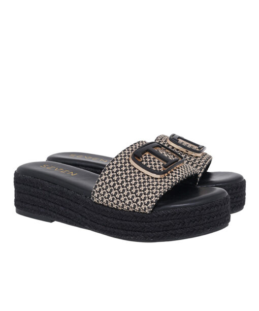 SEVEN (U439W832398S)-BLACK-BEIGE RAFFIA