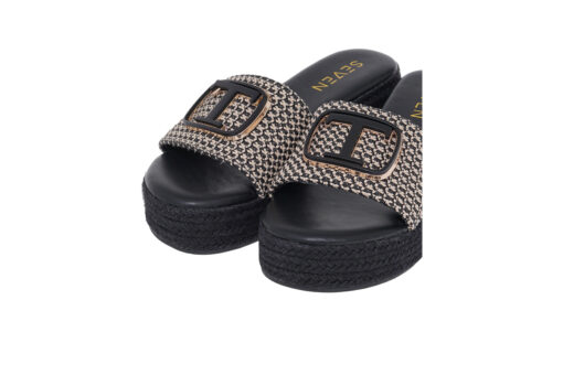 SEVEN (U439W832398S)-BLACK-BEIGE RAFFIA - Image 3