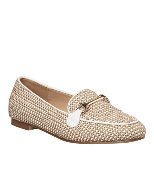 ENVIE-RAFFIA-EFFECT LOAFERS (E84-21246-33)-WHITE