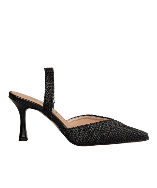 Alternative view of ENVIE-RAFFIA-EFFECT SLINGBACK PUMPS (E02-21738-34)-BLACK