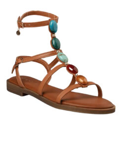 ENVIE SHOES-EMBELLISHED FLAT SANDALS (E96-21363-26)-CAMEL