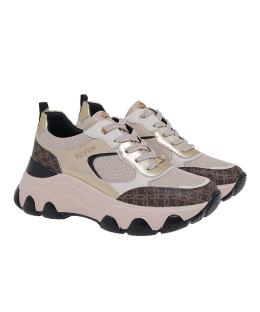 SEVEN (V119R50135F4)-BROWN STAMP-CAMEL LT GOLD