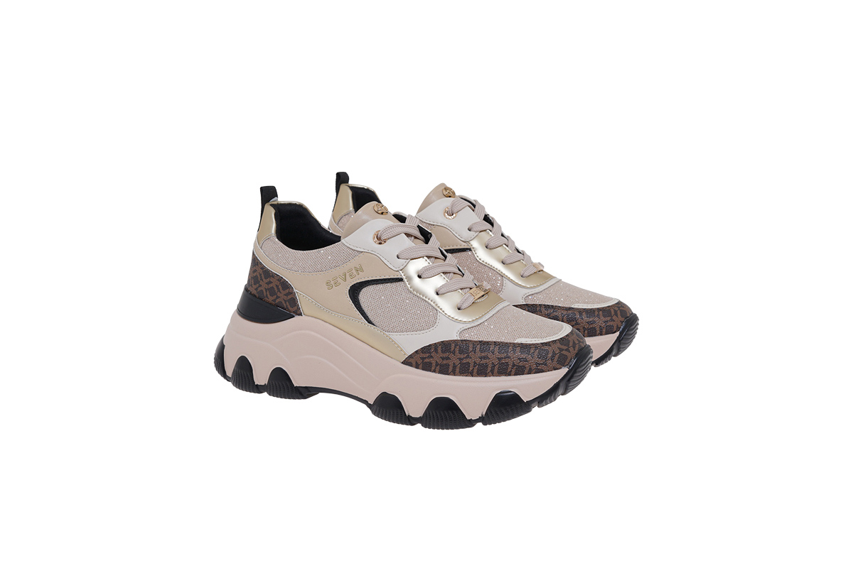 SEVEN (V119R50135F4)-BROWN STAMP-CAMEL LT GOLD
