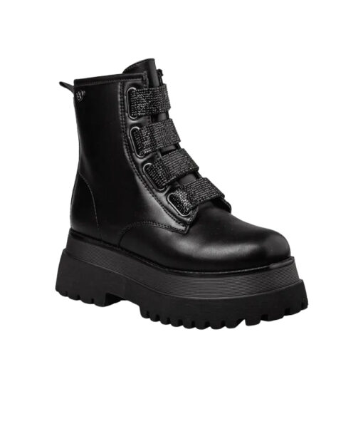 ENVIE SHOES-CHUNKY COMBAT BOOTS (E58-22295-34)-BLACK